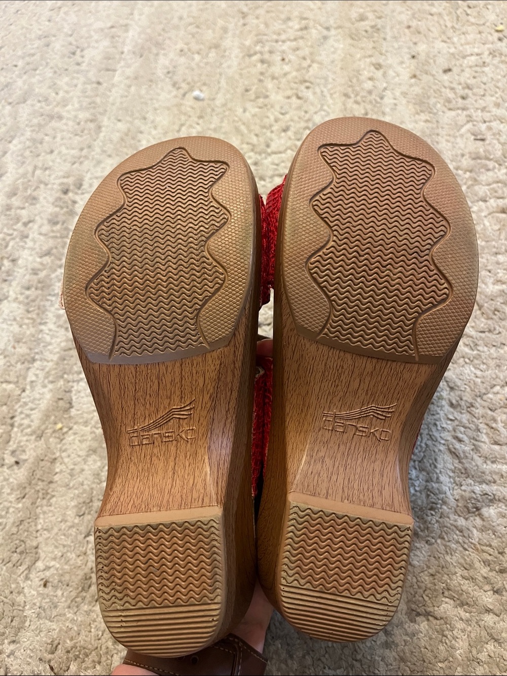 Dansko Sophie Red Snake Print Adjustable Leather 2” Mule Wedge Sandals 37 - Picture 6 of 7